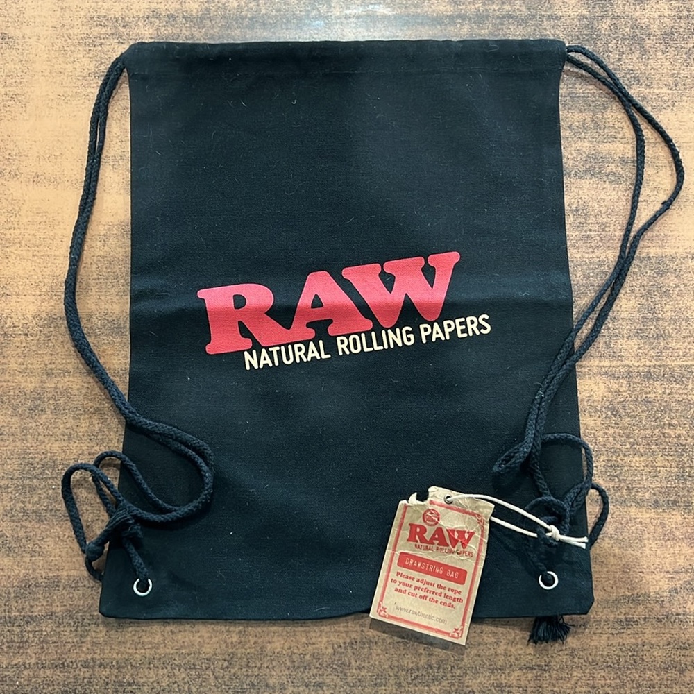 🆕🎒🔥 RAW rolling papers Black Drawstring Backpack NWT